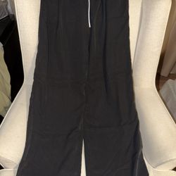 New Zara Black Viscose Soft Drawstring Wore Pants Size S/M