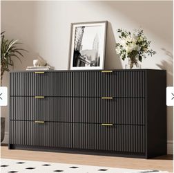 ✨ MODERN BLACK 6-DRAWER DRESSER WITH GOLD HANDLES ✨