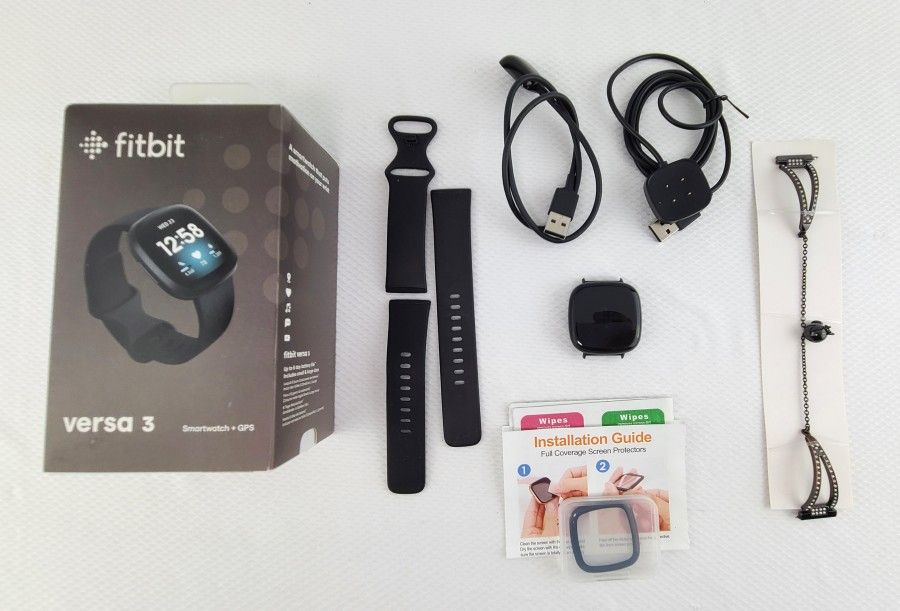 Fitbit Versa 3 Health Fitness Smartwatch GPS, Extras For Parts