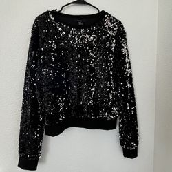 Black Silver Sequence Sweater