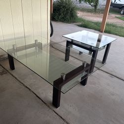 Glass Coffee Table & Side Table
