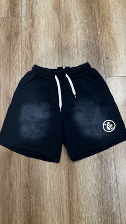 Black Cotton Shorts with white bleach design Size: M