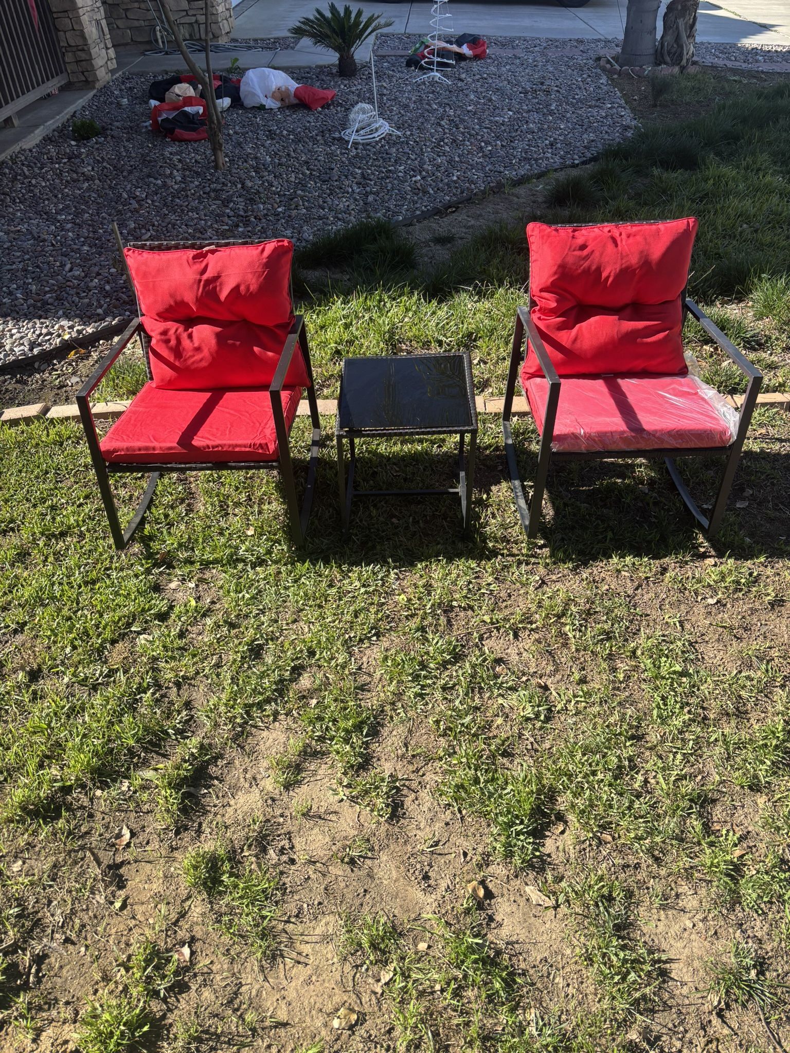 3 Piece Metal Rocking Chair Set Patio Furniture Outdoor Patio Furniture