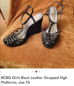 BCBG black vedge platforms, size 7.5