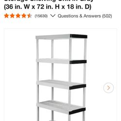 Two 5 Tier Plastic Shelves 