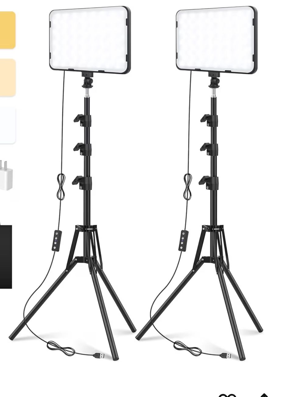 2 Pack LED Video Light, Photography Lighting Kit with Tripod Stand, usb Dimmable 2(contact info removed)k