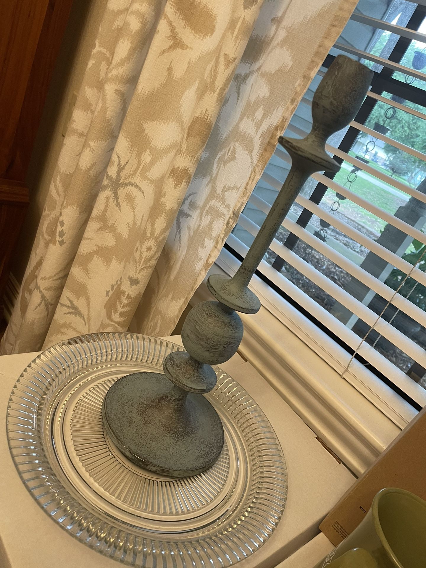 Metal Candlestick W/petina