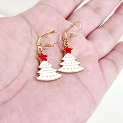 14k Gold Plated  Christmas Tree Earrings 