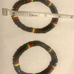 12 Brown Rasta Coconut Bracelet Elastic 3” OSFM NIB