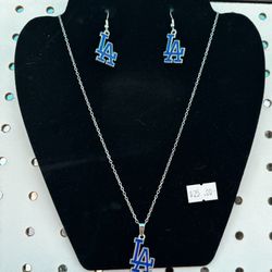 LA Dodgers Necklace/Earring Set