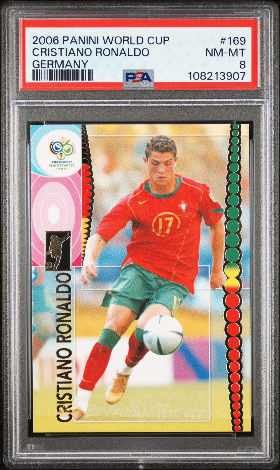 2006 Panini World Cup Cristiano Ronaldo Germany #169 PSA 8