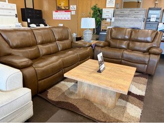 Genuine Top Grain Leather Reclining Sofa Set