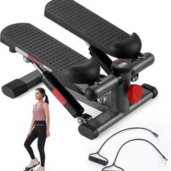 Mini Steppers for Home Workout Exercise, Stair Stepper Mute The Sound with Resistance Bands, Mini Aerobic Stepper Machine, Stair Climber Equipment wit