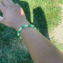 3 Shades Of Green Beaded Bracelet
