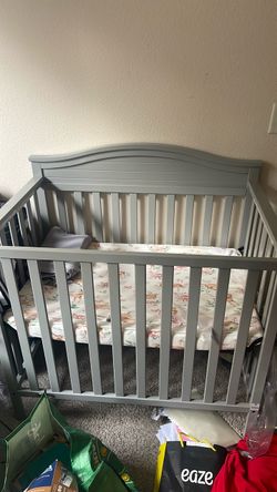 Gray Wood Baby Crib
