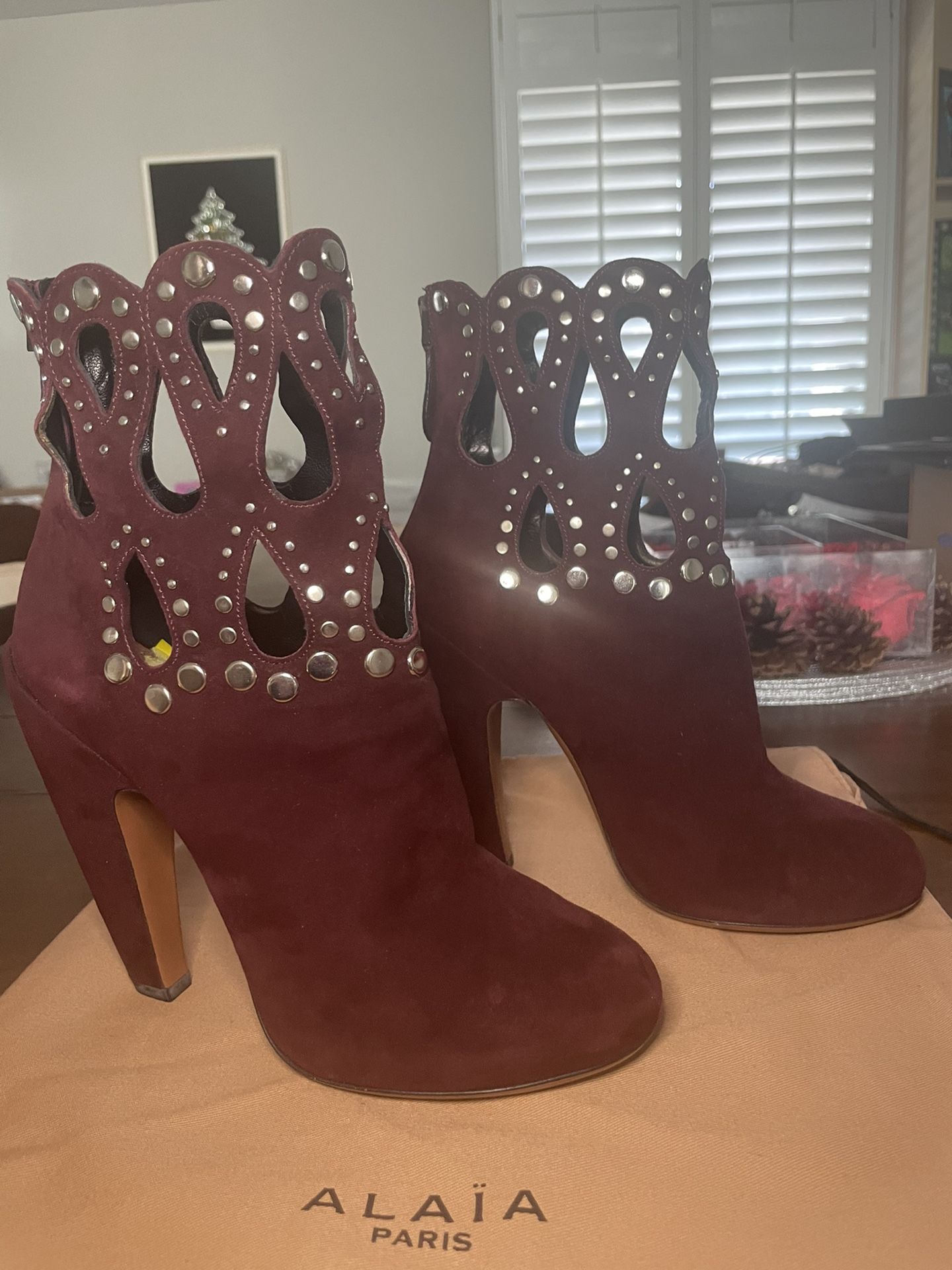 Alaia Suede Cutout Accent Boots