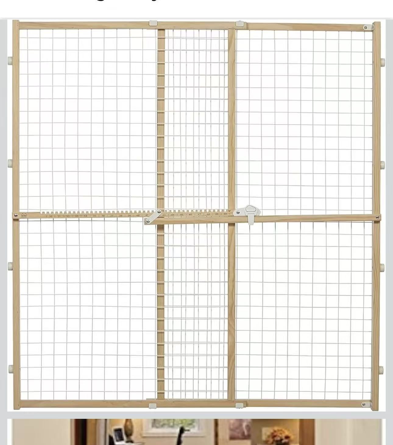 Homes for Pets Wire Mesh Pet Safety Gate, Dog Gate Expands From 29 - 50 Inches Wide, 44 Inches Tall, Wood, Powder Coated Wire$30