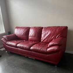 Red Leather Couch & Loveseat