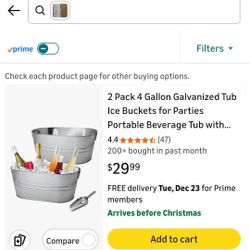 4 Gallon Galvanized Ice Tub 2pk