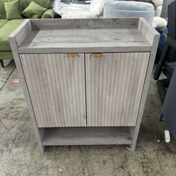 Fluted Shoe Cabinet, 41" Tall 2-Door Entryway Storage Organizer with Doors and 5 Tier Adjustable Shelves