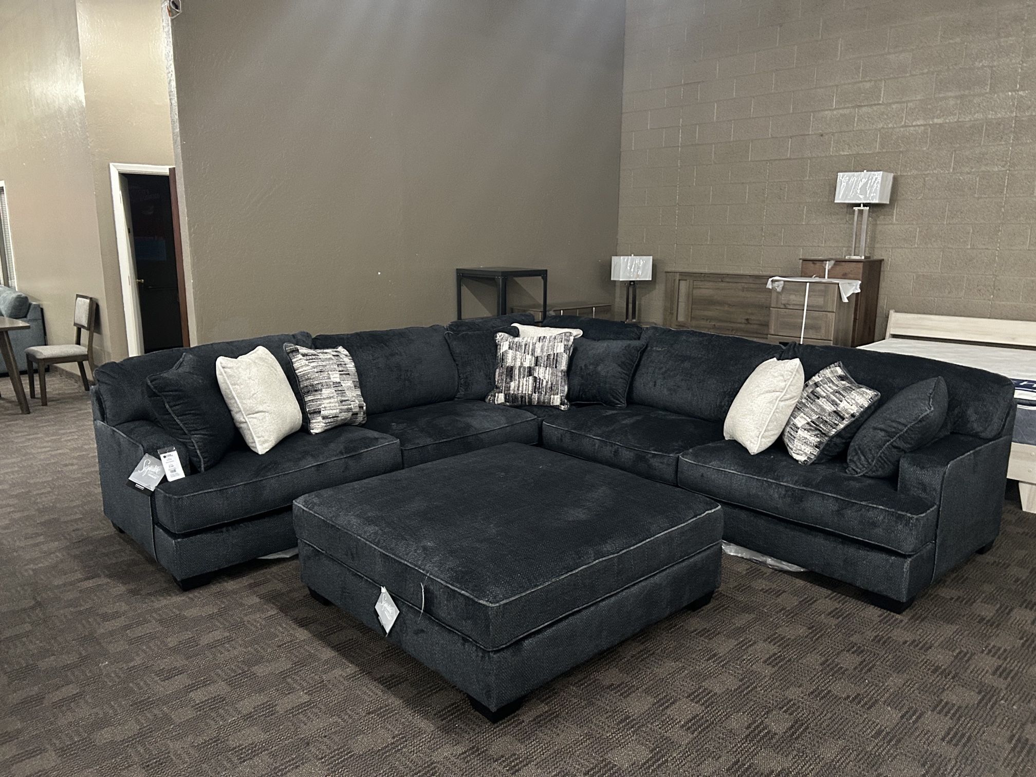 Gorgeous L Shaped Charcoal Black Sectional