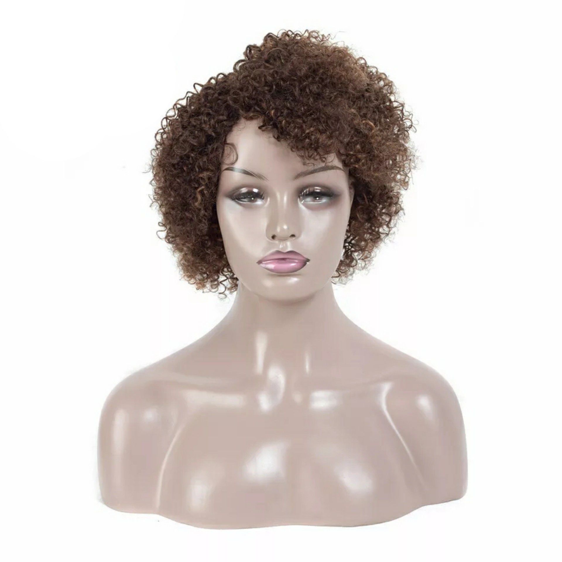 Brown human hair curly wig
