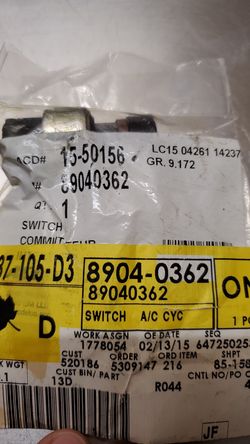 AC Delco OEM Part 89040362 AC cycling switch New
