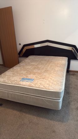 Full bed, box spring, frame, and headboard