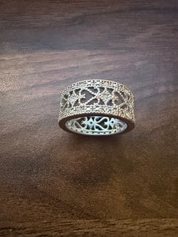 Silver Filigree Band Ring Size 8