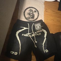 black and white hell star shorts