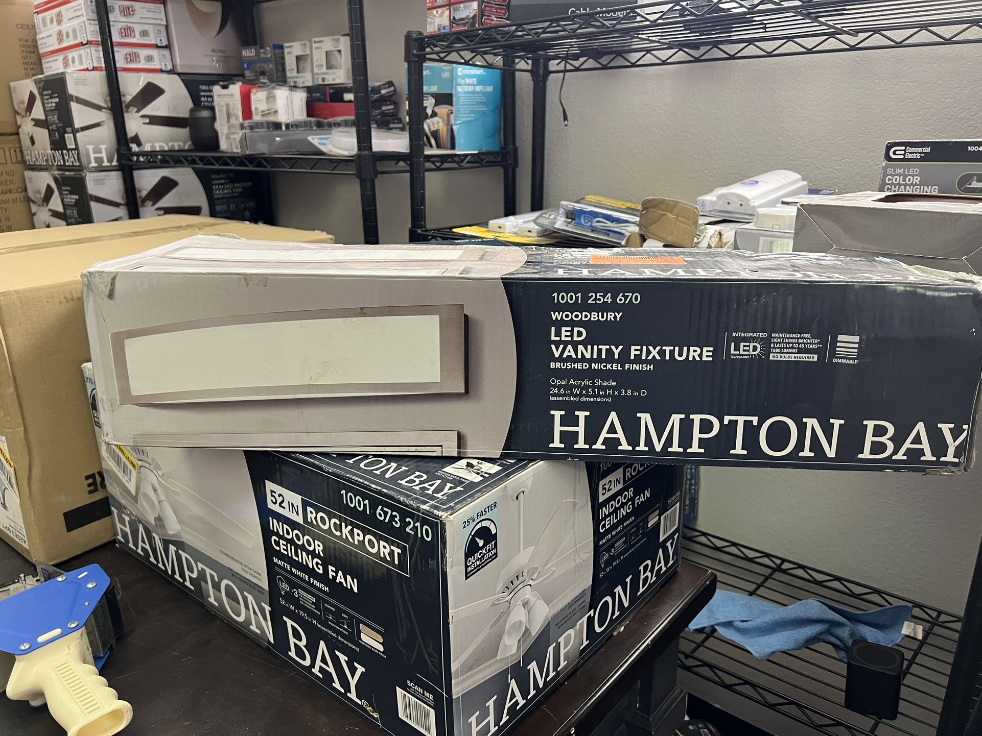 LED VANITY FIXTURE NIESHAIT MAINTENANCE-FREE, LED BRUSHED NICKEL FINISH Opal Acrylic Shade 24.6 in W x 5.1 in H x 3.8 in D (assembled dimensions) HAMP