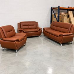 3-Piece Leather Sofa Set