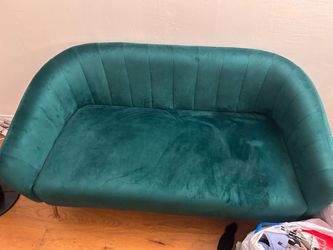 Green velvet couch