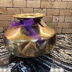 Vintage Solid Brass Hand-crafted "Lota" (Water Pot) with Curved Base ~ Gorgeous 