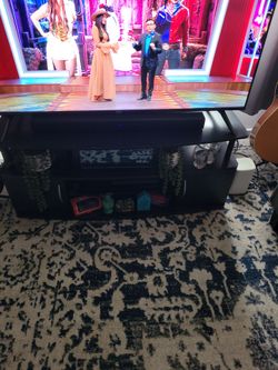 Black TV Stand with Open Shelves