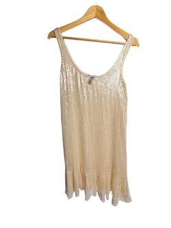 Diane von Furstenberg Sequin Silk Dress — Champagne Gold, Size 8