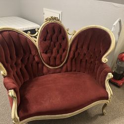 Burgundy Antique Love Seat