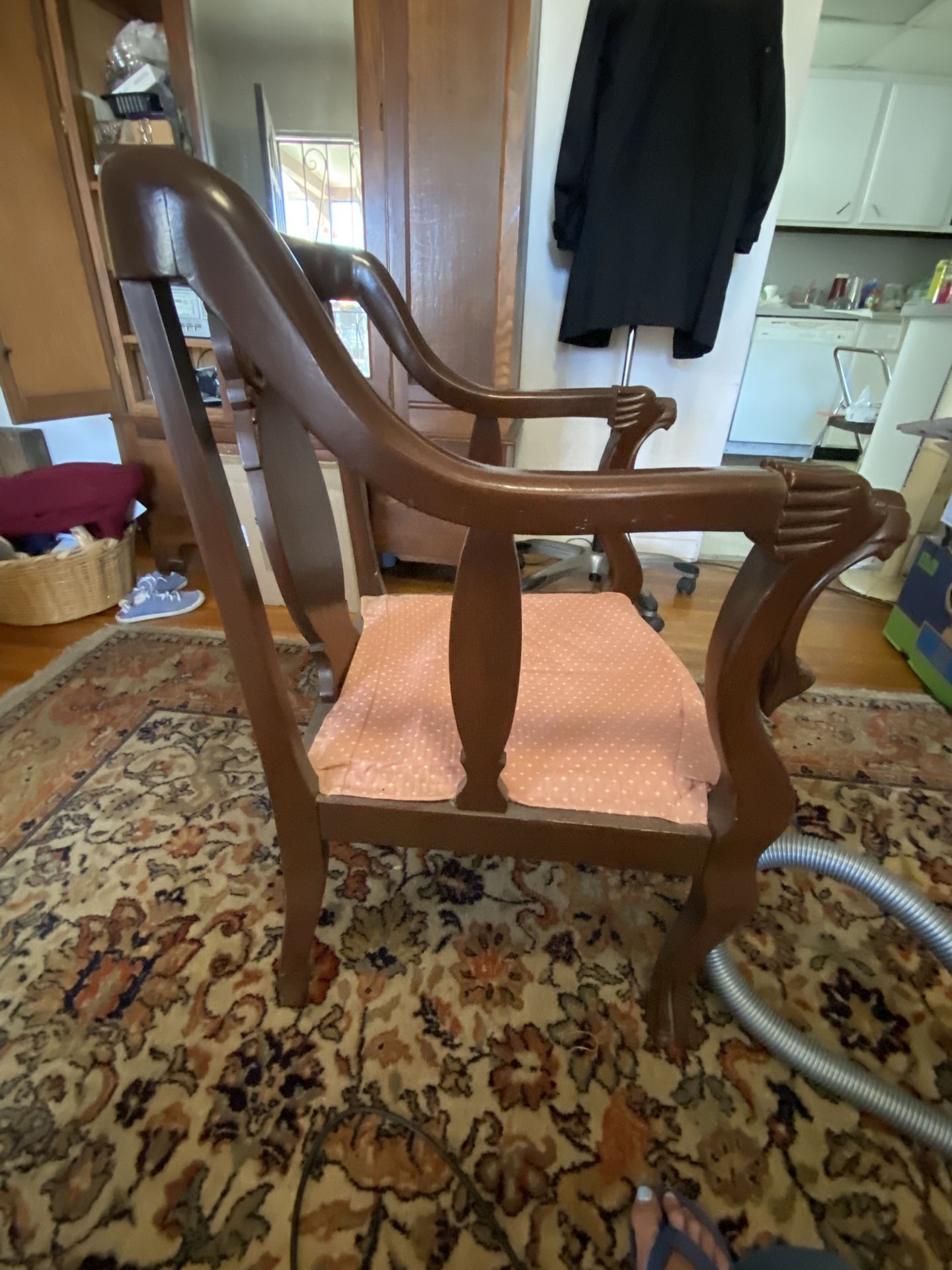 REDUCED antique carved lion head chair.