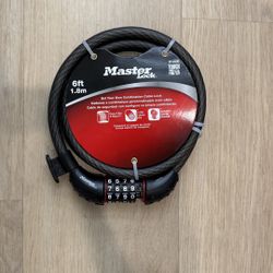 Master Lock Bike Lock Combination Lock 6 ft Cable Black W/ Carrier Bracket