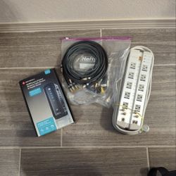 Modem Router, Monster Cables, Belkin Surge Protector Lot