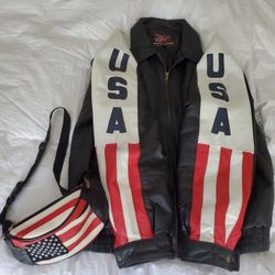 Leather Jacket USA XL