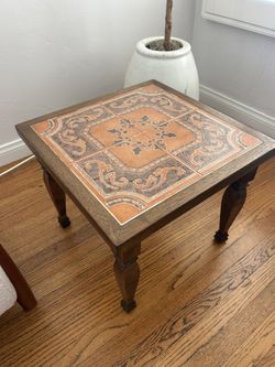 Vintage California Wood Tile Side Table
