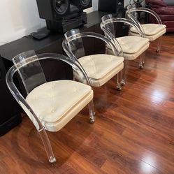 MidCentury Modern Lucite Rolling Chairs (4)
