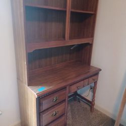 Solid Wood Desk With Storage Hutch
