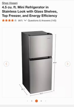 Vissani 4.5 cu ft mini fridge with freezer