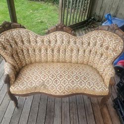 Funky Antique Victorian Loveseat – Maximalist / Eclectic Vintage