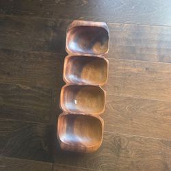 Divide it serving dish. Natural dark wood. Made in the philippines