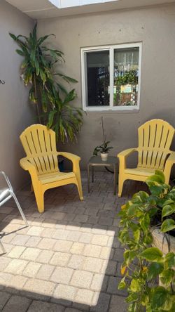 Adirondack chairs and table