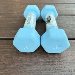 Pair of 3 lb Neoprene Dumbbells - Light Blue