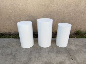 NEW Round Cylinder Pedestal Stands Set Of 3 for Cake Dessert, Flower, & Ornament *SEE PHOTOS*